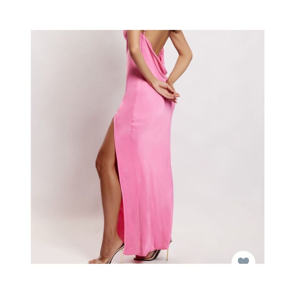 Meshki Jade Cowl Neck Backless Maxi Dress With Slit Pink Size XXL - Picture 4 of 10